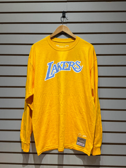 Los Angeles Lakers Gold M&N x Uninterrupted Hardwood Classics Long Sleeve T-Shirt Sz XL