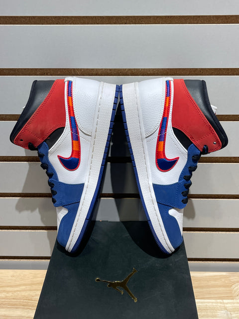 Jordan 1 Mid Multi-Color Swoosh Sz 9M