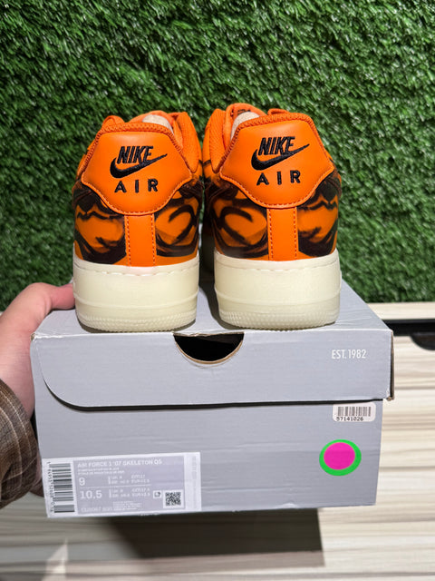 Nike Air Force 1 Low Orange Skeleton Halloween (2020) Sz 9M