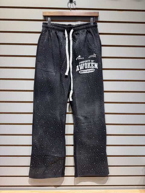 Awoken Dreams Black Bedazzled Sweats Sz S