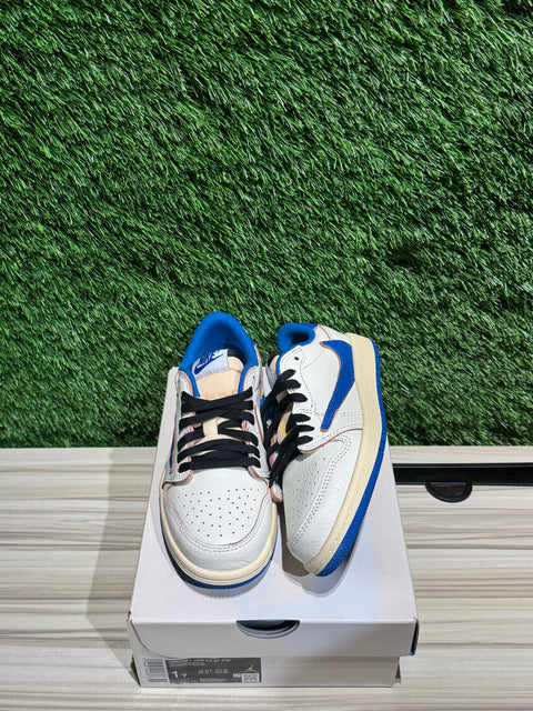 Jordan 1 Retro Low OG SP Fragment x Travis Scott Sail Military Blue (PS) Sz 1Y