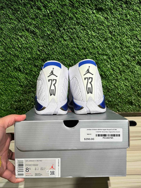 Jordan 14 Retro White Hyper Royal Sz 8.5M