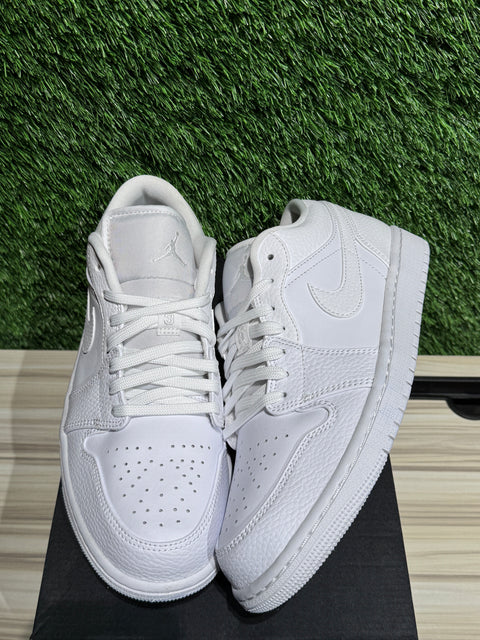 Jordan 1 Low Triple White Tumbled Leather Sz 8.5