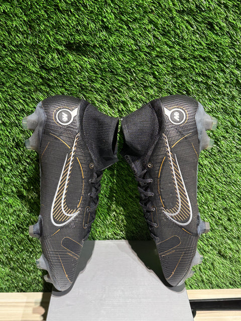 Nike Mercurial Superfly 8 FG Black Metallic Silver Gold Sz 10.5