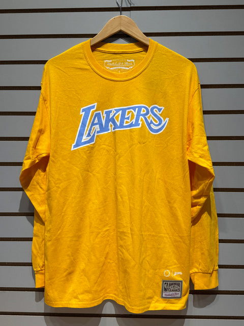 Los Angeles Lakers Gold M&N x Uninterrupted Hardwood Classics Long Sleeve T-Shirt Sz L