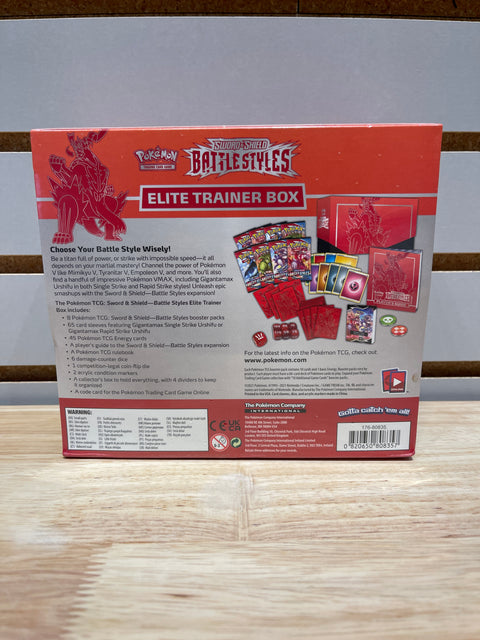 Pokémon Battle Styles Elite Trainer Box [Single Strike Urshifu] (Red) - SWSH05: Battle Styles (SWSH05)