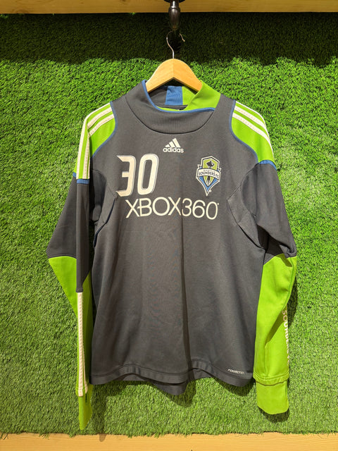 Player Issue Adidas Seattle Sounders Soccer Long Sleeve #30 Mock Crewneck Sz L