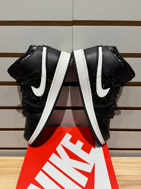Jordan 1 Mid Black Speckle (GS) Sz 4.5Y