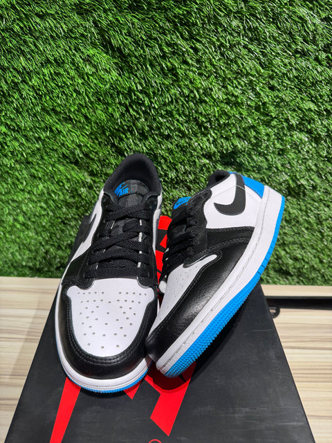 Jordan 1 Retro Low OG Black Dark Powder Blue Sz 7.5M