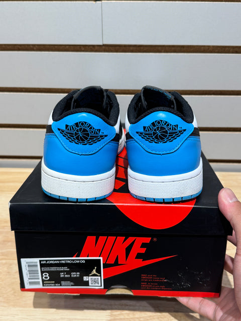 Jordan 1 Retro Low OG Black Dark Powder Blue Sz 8