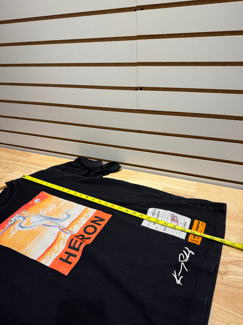 Heron Preston Crane Print Logo T-shirt Black Sz L