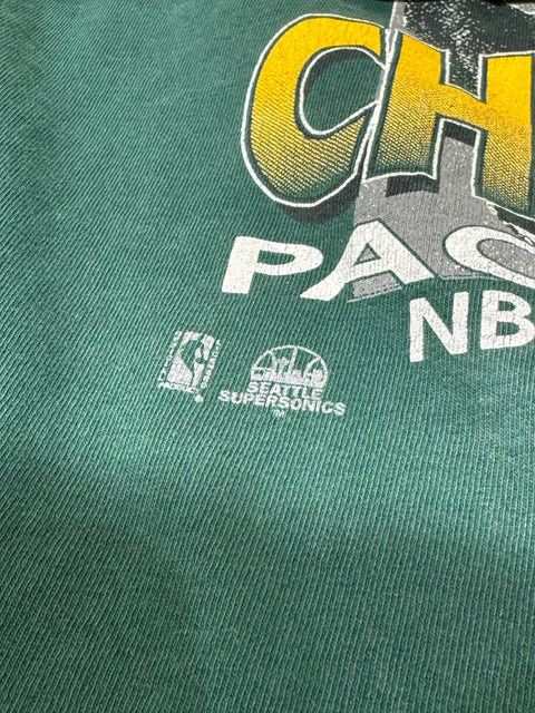 Vintage Jerzees Seattle Supersonics 1994 Pacific Division Champaions Tee Sz L