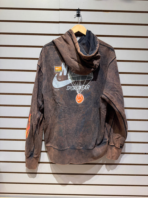 Nike Sportswear Acid Wash Brown Graphic Have A Nike Day Fleece Pullover Hoodie Sz L