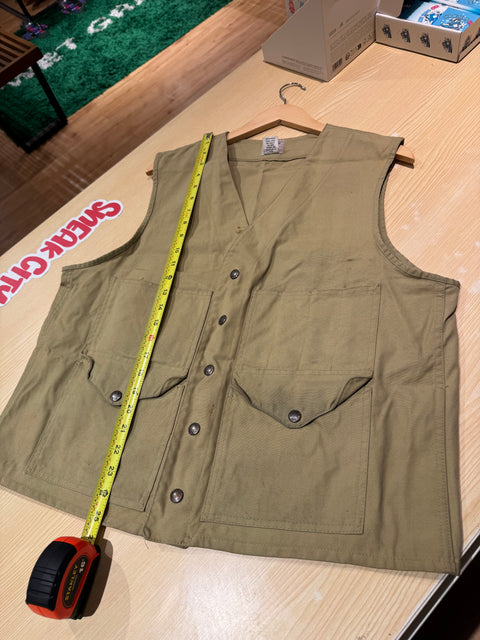 Brown Filson Fishing Hunting Tan Khaki Vest Sz L