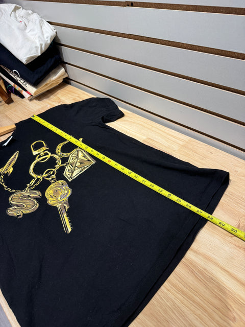 Billionaire Boys Club BBC Gold Keychain Black Tee Sz S