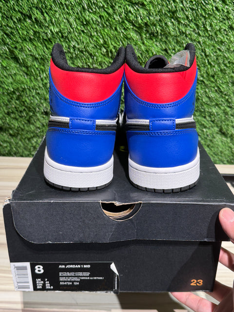 Jordan 1 Mid Top 3 Sz 8M