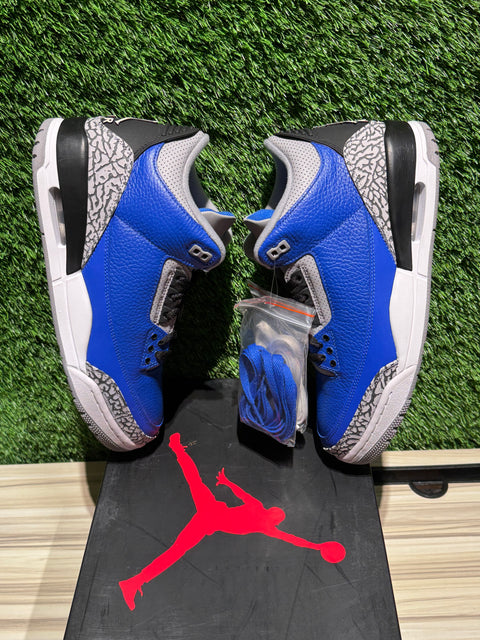 Jordan 3 Retro Varsity Royal Cement Sz 10