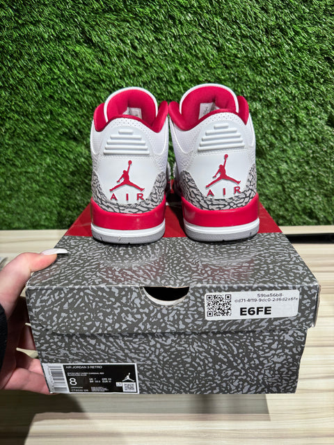 Jordan 3 Retro Cardinal Red Sz 8