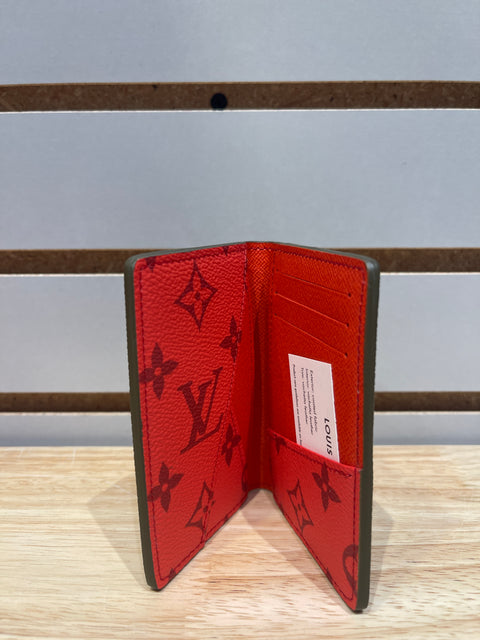 Louis Vuitton Monogram Pocket Organizer Khaki Green/Vermillion Red