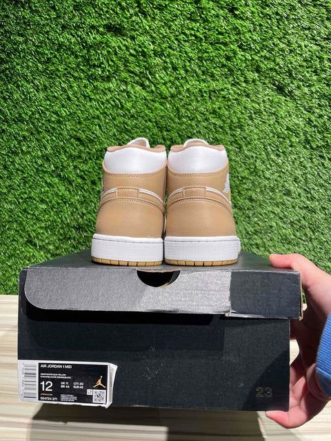 Jordan 1 Mid Tan Gum Sz 12