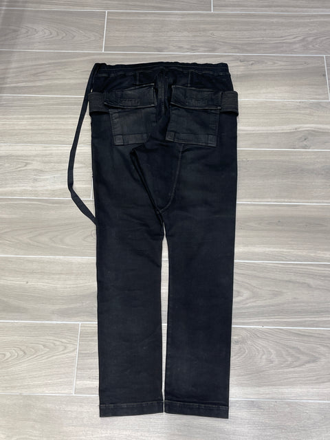 Rick Owens DRKSHDW Black Waxed Cargo Pants