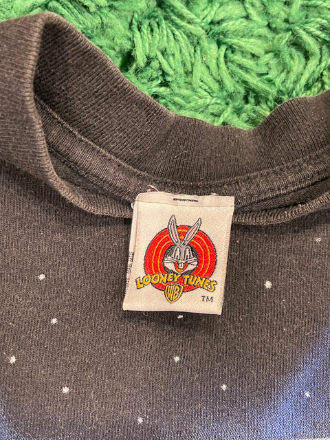 Vintage 1997 Kids Looney Tunes Bugs And Taz Men In Black Long Sleeve Tee