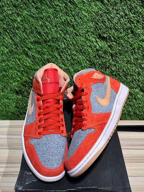 Jordan 1 Mid Denim Red Sz 10M