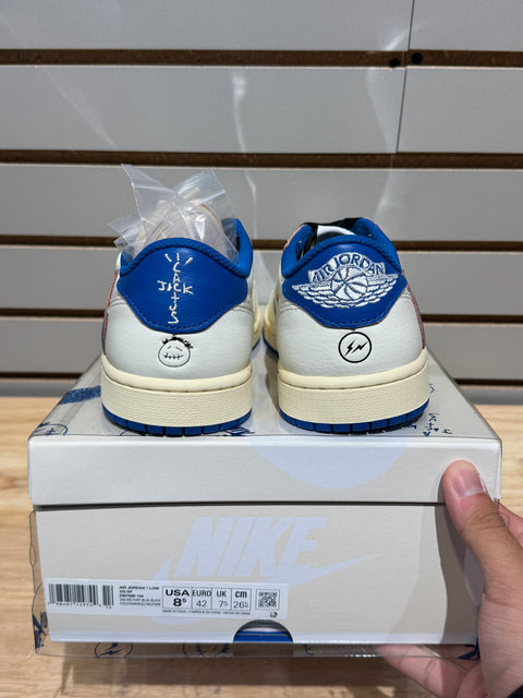 Jordan 1 Retro Low OG SP Fragment x Travis Scott Sail Military Blue Sz 8.5