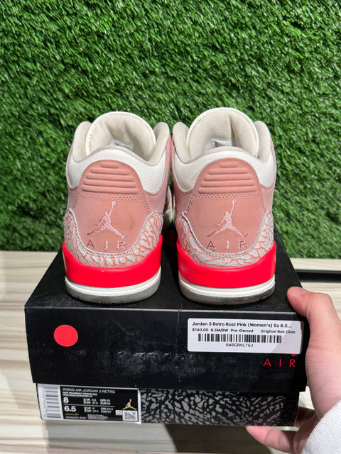 Jordan 3 Retro Rust Pink (Women's) Sz 6.5M/8W