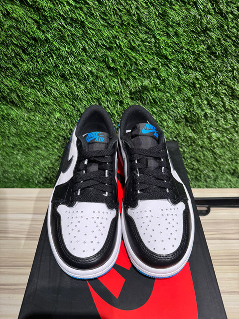 Jordan 1 Retro Low OG Black Dark Powder Blue Sz 4M