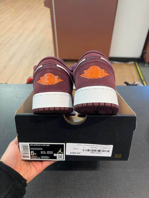 Jordan 1 Low Night Maroon (GS) Sz 5Y