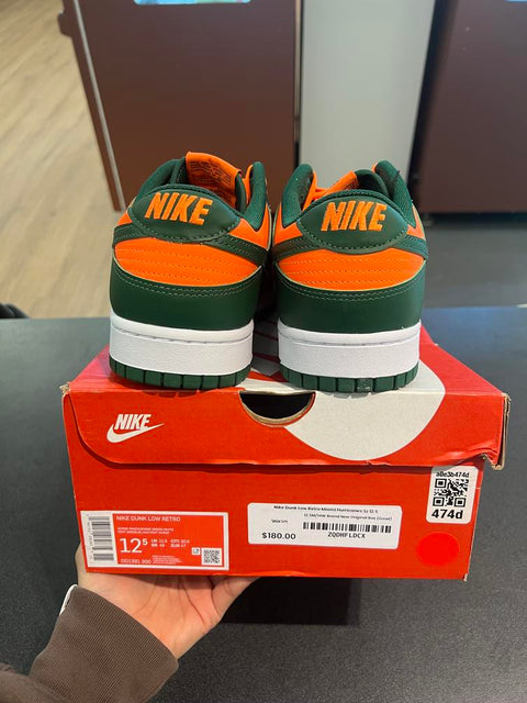 Nike Dunk Low Retro Miami Hurricanes Sz 12.5