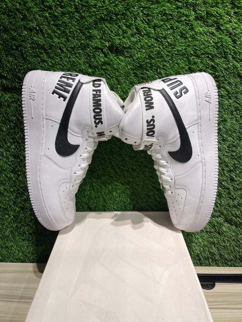 Nike Air Force 1 High Supreme World Famous White Sz 12M