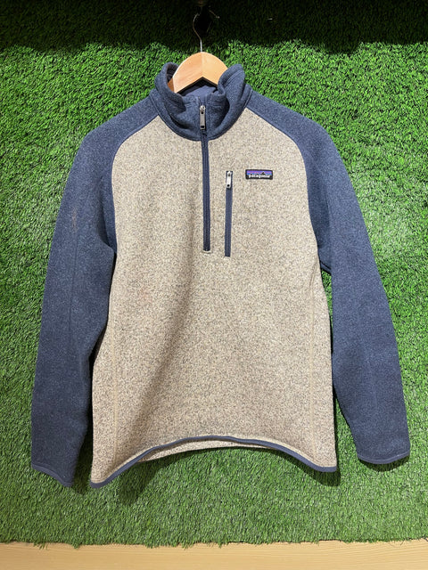 Patagonia Grey Navy Fleece Quarter Zip Sz S