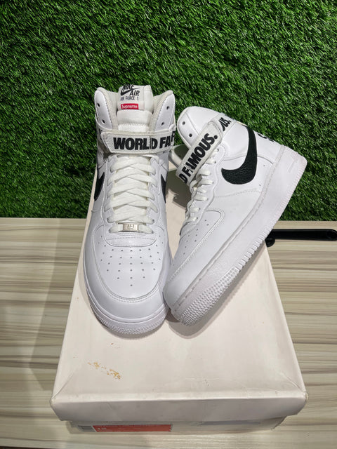 Nike Air Force 1 High Supreme World Famous White Sz 12M