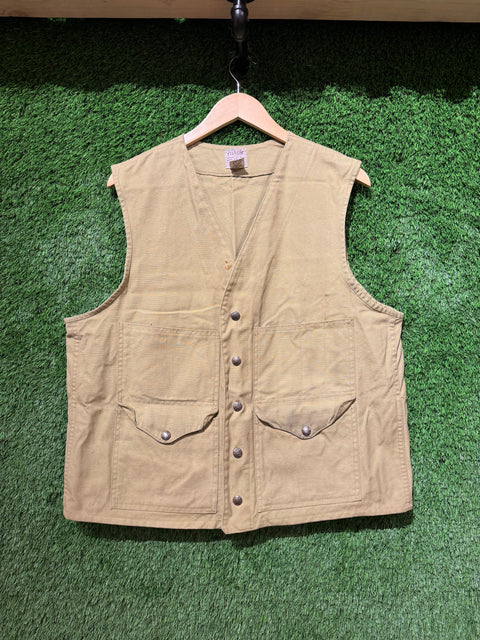 Brown Filson Fishing Hunting Tan Khaki Vest Sz L