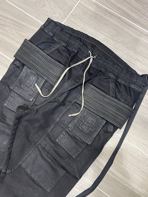 Rick Owens DRKSHDW Black Waxed Cargo Pants