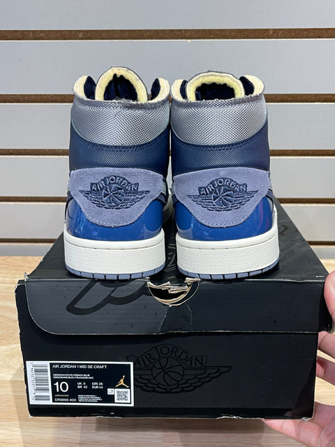 Jordan 1 Mid SE Craft Obsidian French Blue Ashen Slate White Sz 10