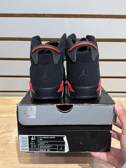 Jordan 6 Retro Black Varsity Red (GS) Sz 6.5Y