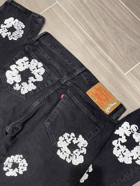 Denim Tears x Levi's Cotton Wreath 501 Black Jeans 33x32