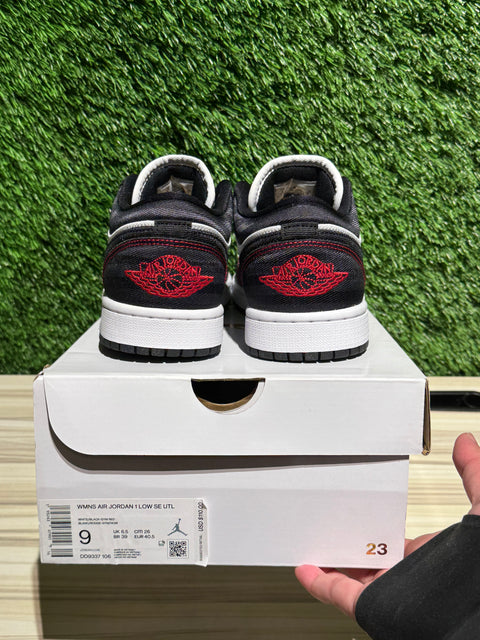 Jordan 1 Low SE Utility White Black Gym Red (Women's) Sz 9W/7.5M