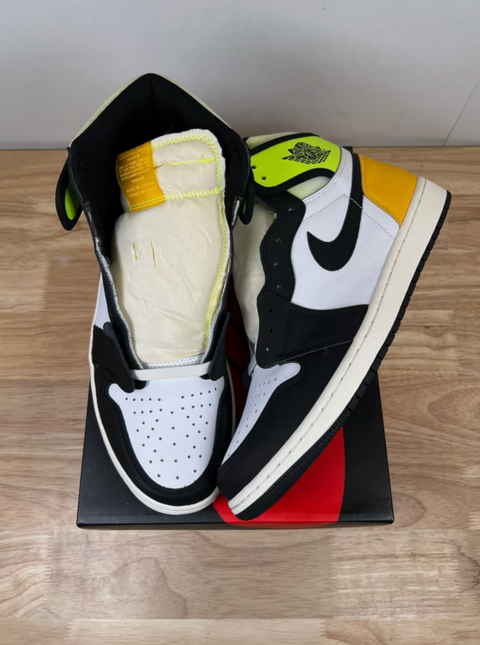 Jordan 1 Retro High White Black Volt University Gold