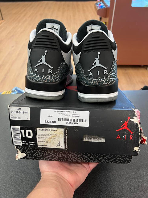 Jordan 3 Retro Wolf Grey Sz 10