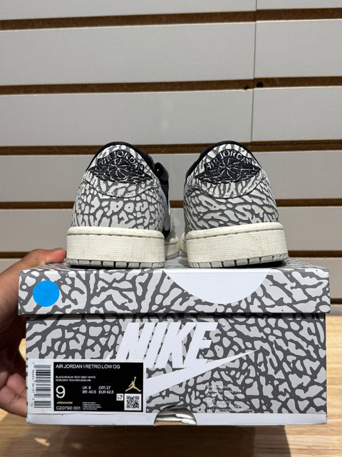 Jordan 1 Retro Low OG Black Cement Sz 9