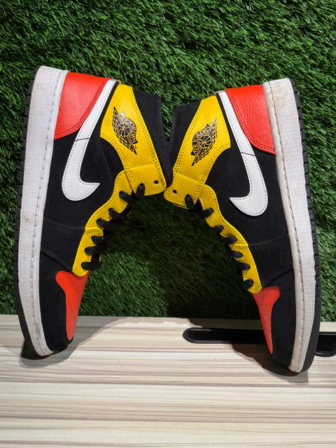 Jordan 1 Mid Black Amarillo Orange Sz 8.5M