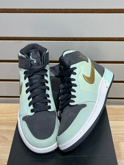 Jordan 1 Retro High Mint Foam Anthracite Metallic Gold (GS) Sz 7.5Y