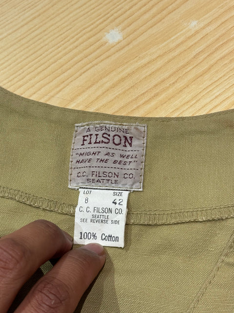 Brown Filson Fishing Hunting Tan Khaki Vest Sz L