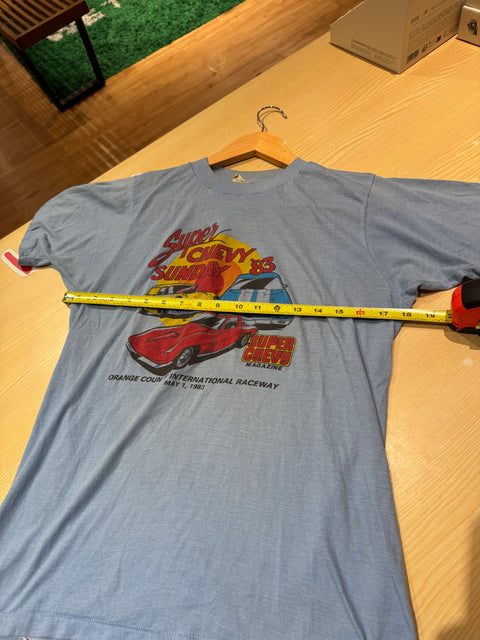 Vtg Muscle Car 80s True Thin USA Super Chevy Sunday Tee Sz L