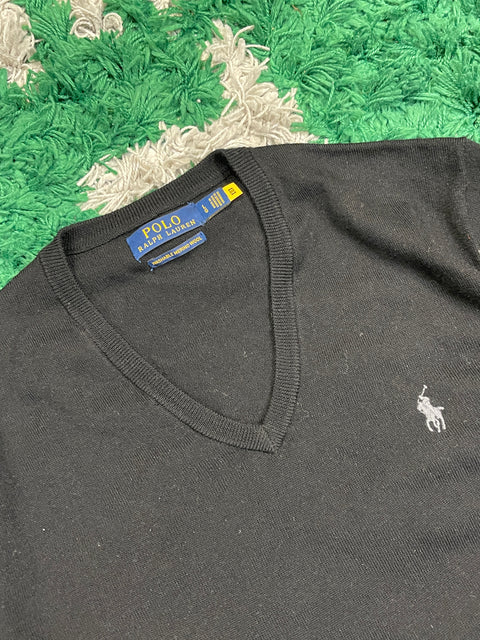 Polo Ralph Lauren black V-neck Sweater Merino Wool
