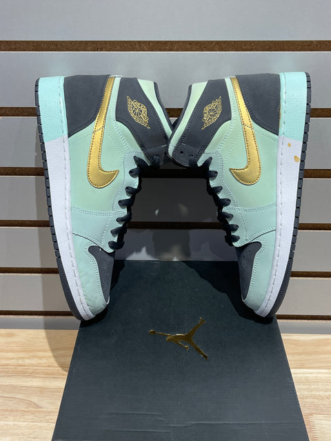 Jordan 1 Retro High Mint Foam Anthracite Metallic Gold (GS) Sz 7.5Y